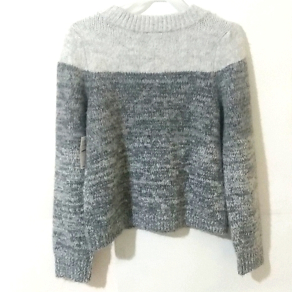 1. STATE CREW NECK GRAY COLOR-BLOCK WOOL BLEND WOVEN SWEATER SIZE XS NWT - Picture 7 of 8